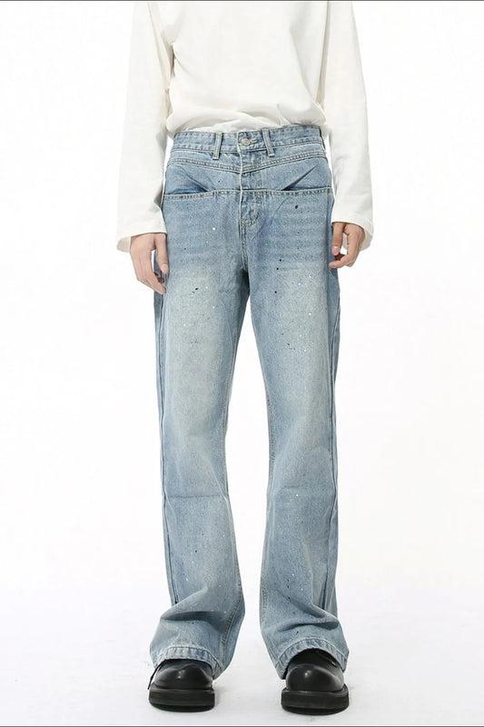 Premium Splash Ink Washed Jeans with Pockets
