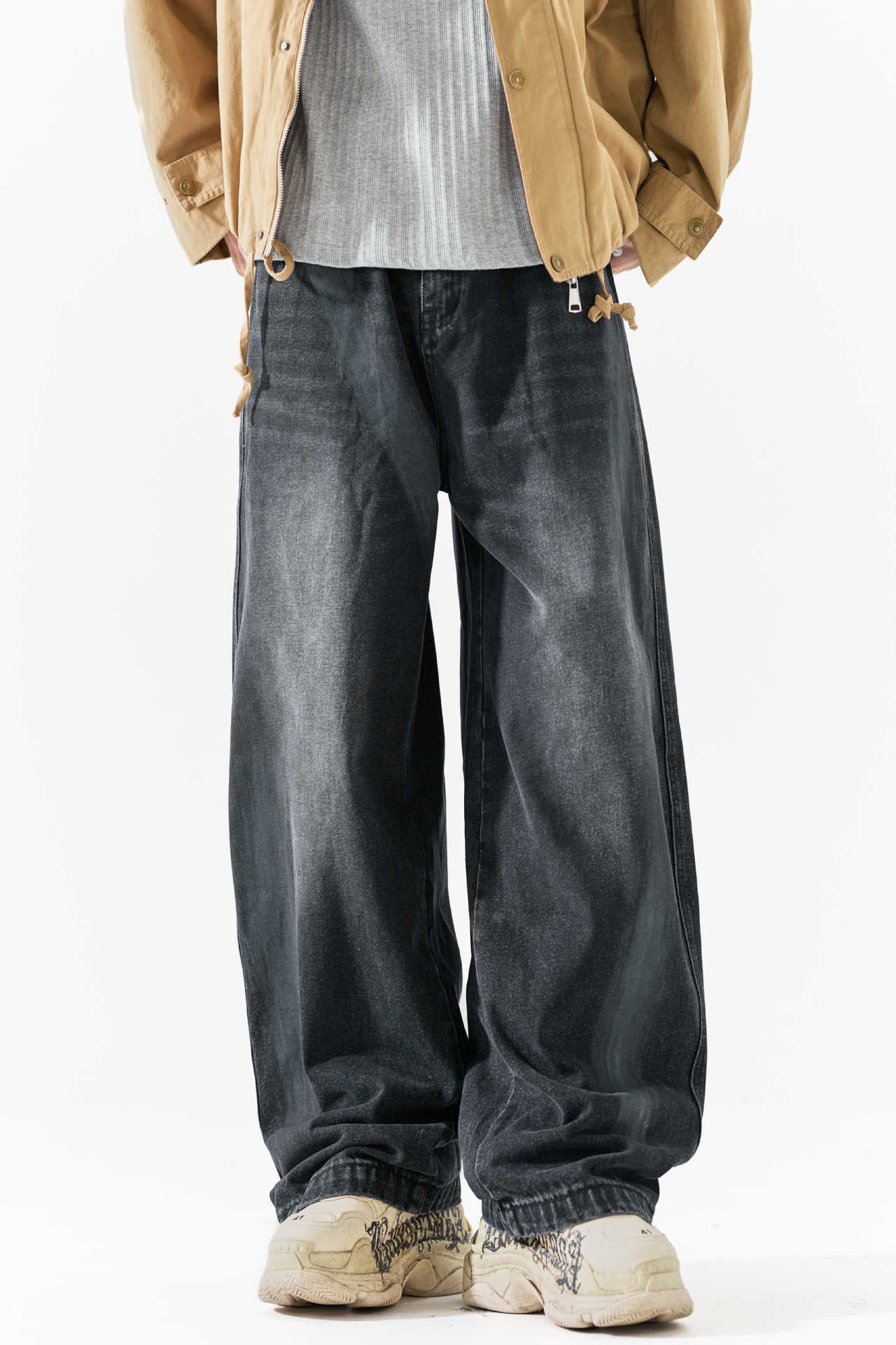 High-Street Unique Design Washed Denim Long Pants