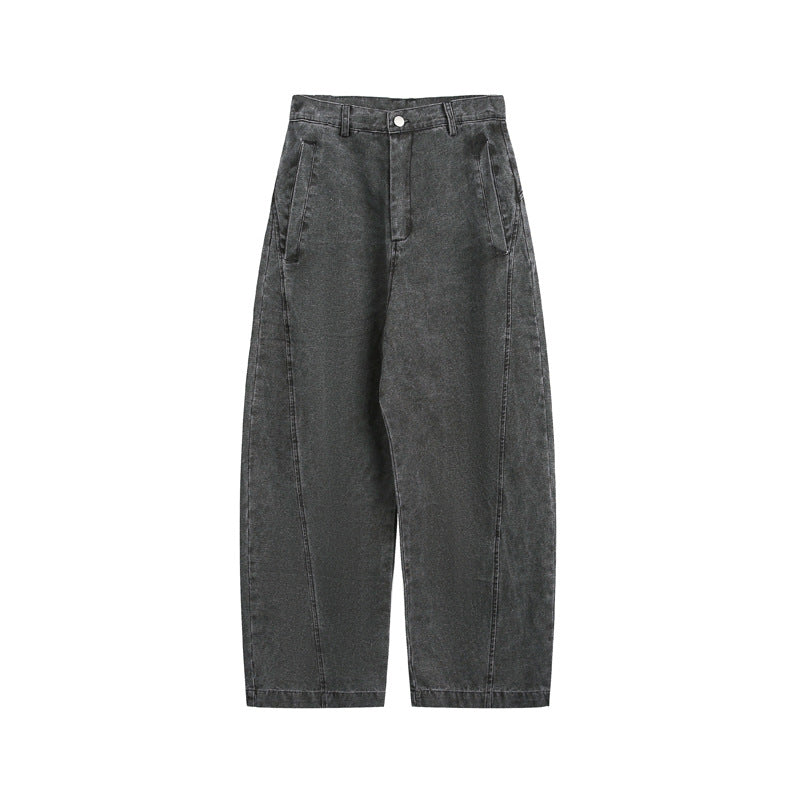 Washed Black Grey Workwear Denim Pants
