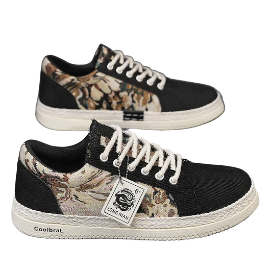 Men's Linen Camouflage Printed Casual Sneakers