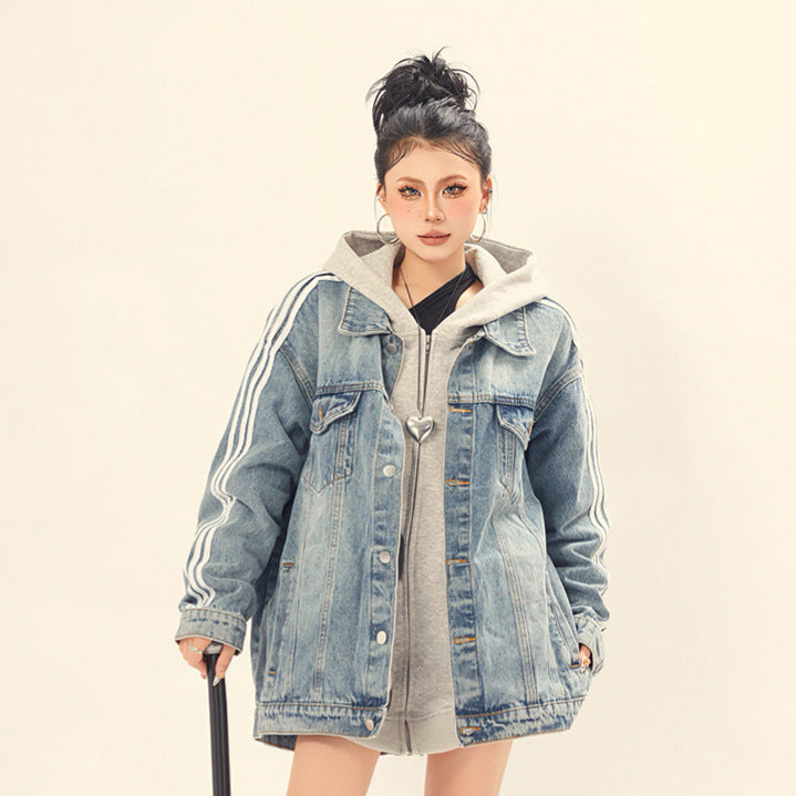 Premium Three Striped Denim Jacket