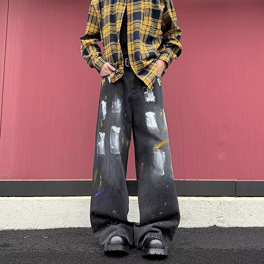 Graffiti Print Casual Straight Tube Jeans