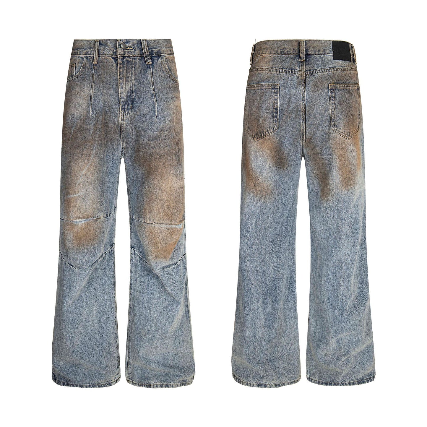 Retro Distressed Denim Pants - Loose Wide-Leg Trousers