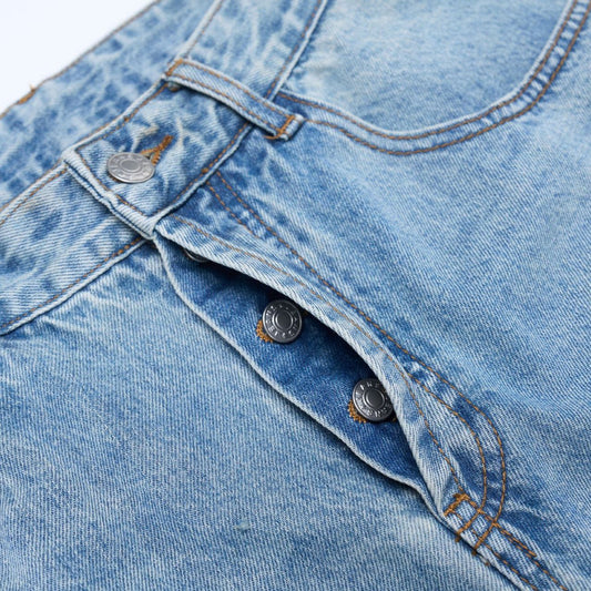 Washed Tapered Denim Long Pants in