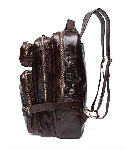 High Class Oil Waxed Genuine Leather Backpack