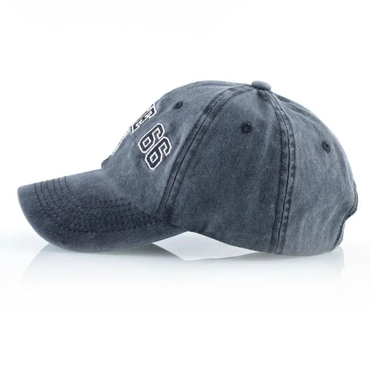 Vintage Washed Cotton ROUTE 66 Embroidery Baseball Cap Fitted Cap