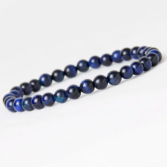 Blue Tiger Eye Buddha Bracelets - Natural Stone Round Beads