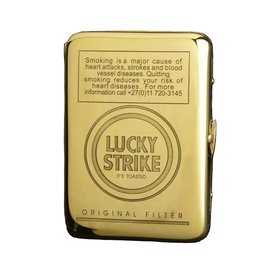 Retro Brass Carved Cigarette Case Holds 16 Cigarettes Gold Tone