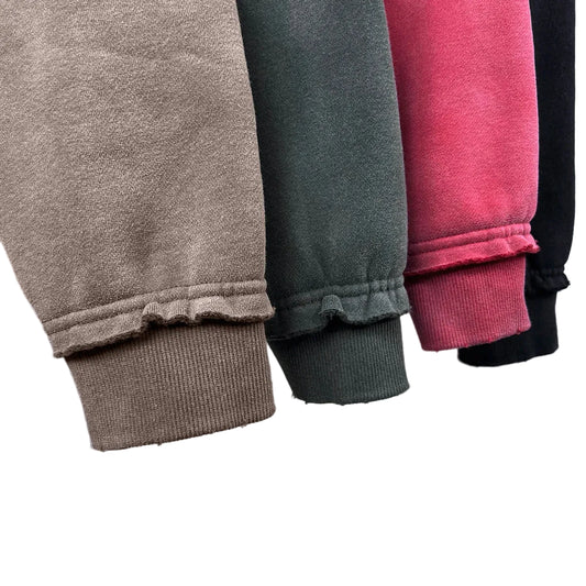 Men's Distressed Zip Up Hoodie - Hot Washed