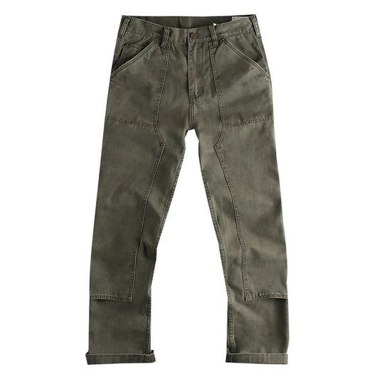 Underground Workwear Pants WABASH Dyed Blue Striped Straight Trousers Men