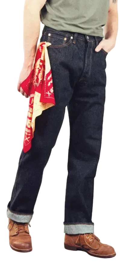 Vintage Shuttle Loom Woven Red-Eared Jeans