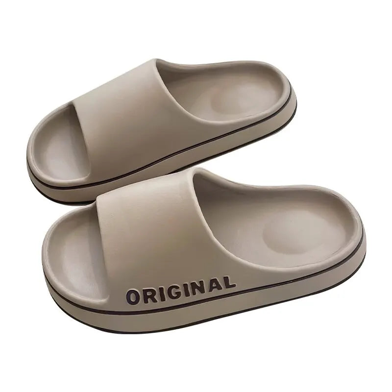 Solid Color Anti Slip Beach Slides - Thick Sole Sandals