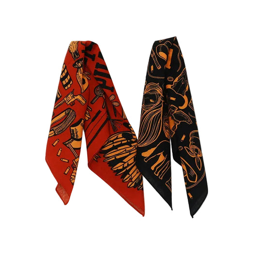 Maillard Style Wild West Cotton Bandana Scarf - 55x55 cm