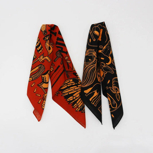 Maillard Style Wild West Cotton Bandana Scarf - 55x55 cm