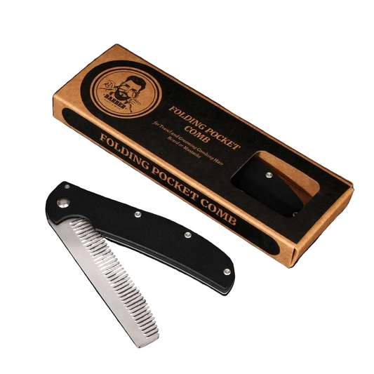 Metal Folding Beard Comb - Dual Purpose Hair And Mustache Styling Tool