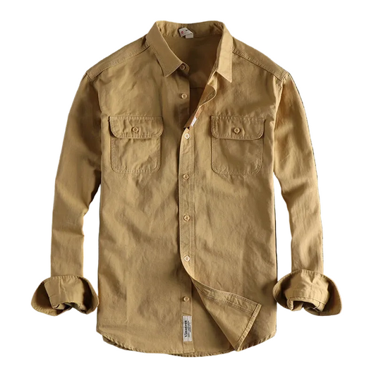 Pure Cotton American Retro Twill Cargo Shirt