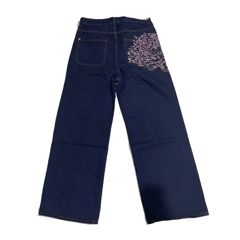 Embroidered Baggy Jeans - Selvedge Denim Pants