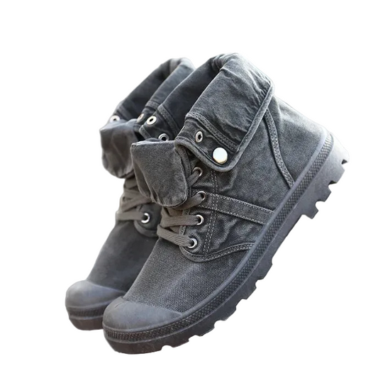 High Top Canvas Lace Up Outdoor Boots