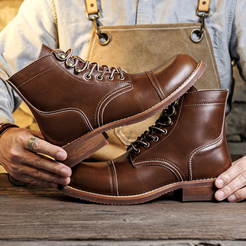 Reverse Velvet Vintage Cowhide Leather Cargo Boots