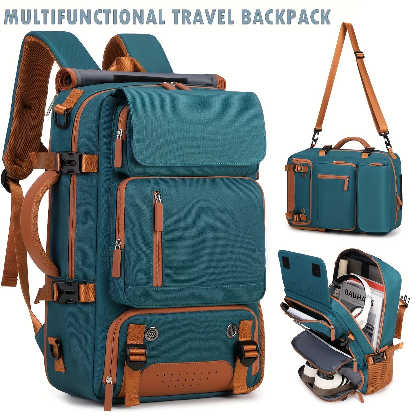 Large Capacity Lightweight Convertible Backpack with Laptop Compartment