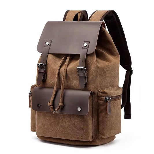 Vintage Canvas Laptop Backpack For Men 15.6 Inch Travel School Bag