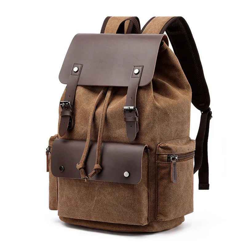 Vintage Canvas Laptop Backpack For Men 15.6 Inch Travel School Bag