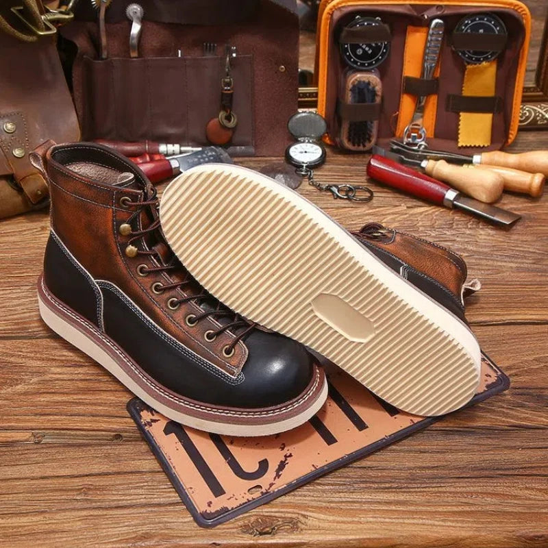 Retro Durable Stitchdown Rugged Style Boots - Genuine Leather