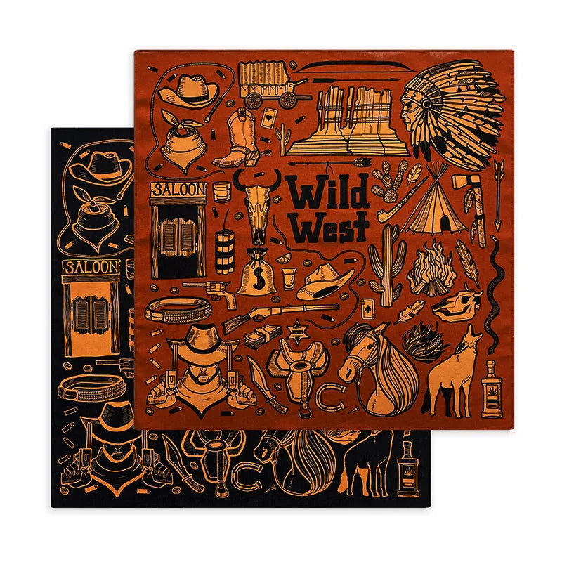 Maillard Style Wild West Cotton Bandana Scarf 55x55 Cm – Japanese