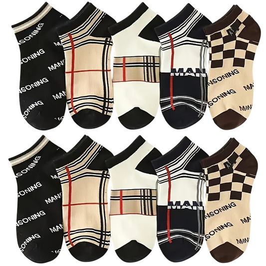 10 Pairs Striped Luxury Pattern Low Cut Socks