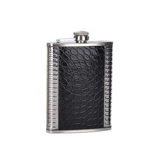 8oz Stainless Steel Hip Flask - Leather Covered