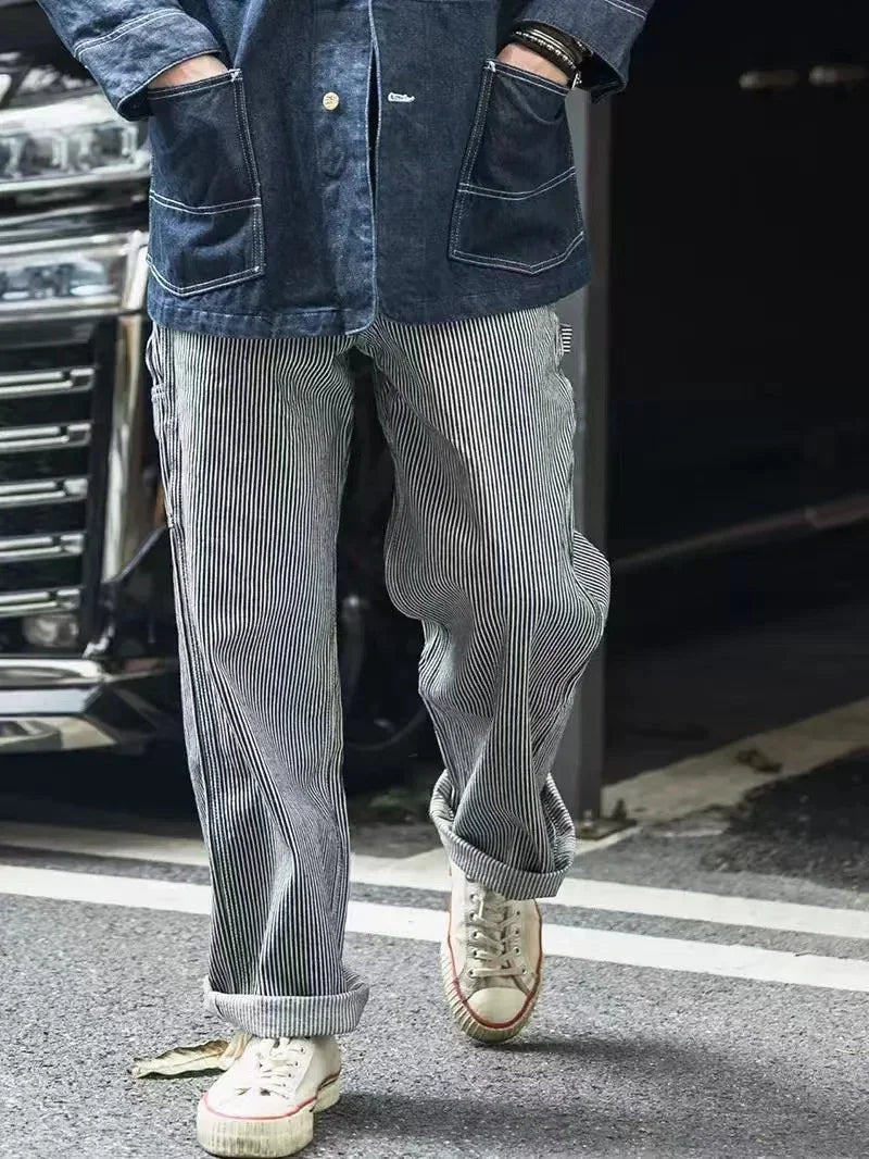 Denim & Hickory Stripe Carpenter Pants - Straight Leg