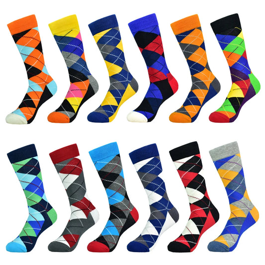 5 Pack Men's Color Dress Socks Casual Combed Cotton Happy Socks