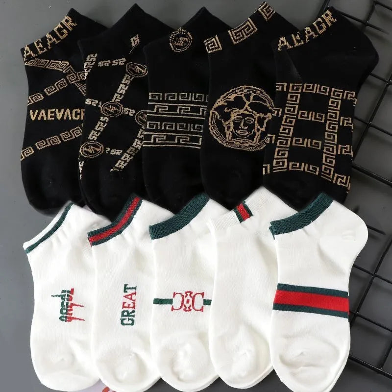 10 Pairs Men's Low Cut Luxury Brand Socks