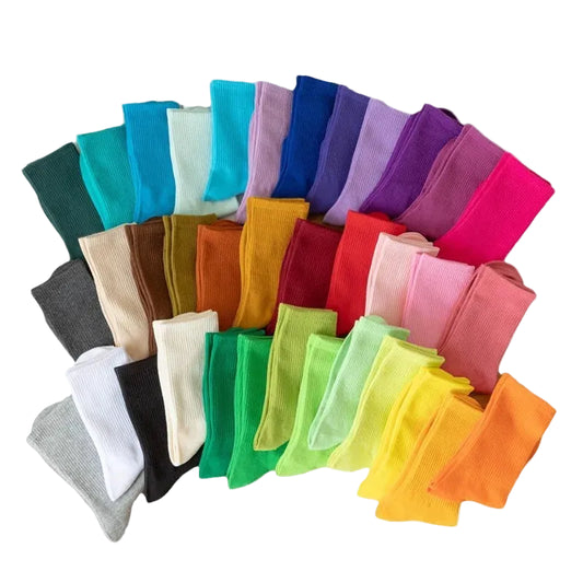 1 Pair Unisex Solid Color Breathable Cotton Socks