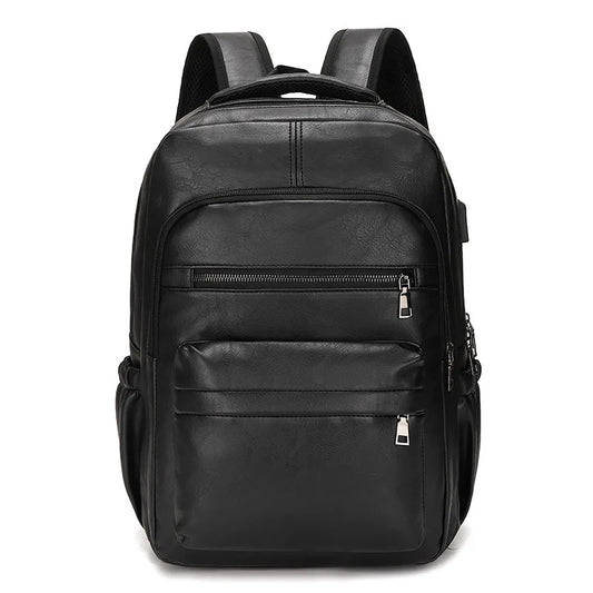 High Quality USB Charging Backpack for Men - Large Leather Laptop Backpack