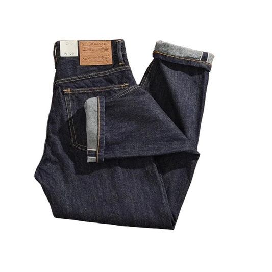 Raw Selvedge Denim Jeans - Japanese Retro High-End Straight Leg