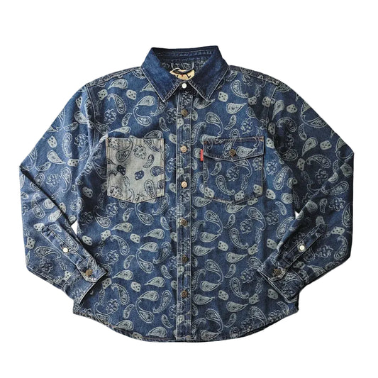 Japanese Paisley Retro Long-Sleeve Shirts for Men
