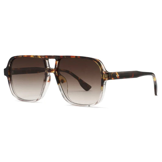Double Bridge Square Aviator Sunglasses UV400 Vintage Pilot Style