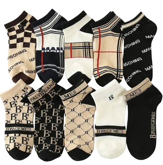 10 Pairs Men's Low Cut Luxury Brand Socks