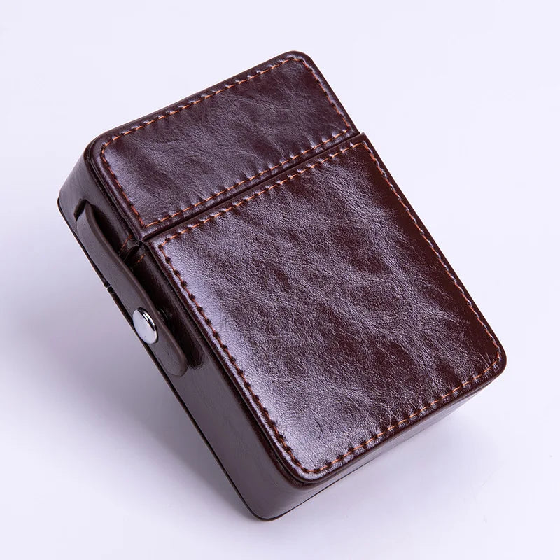 Waterproof Leather Cigarette Lighter Holder Box Travel Case