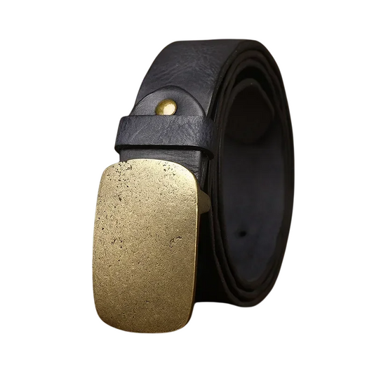 Genuine Cowhide Brass Buckle Leather Belt