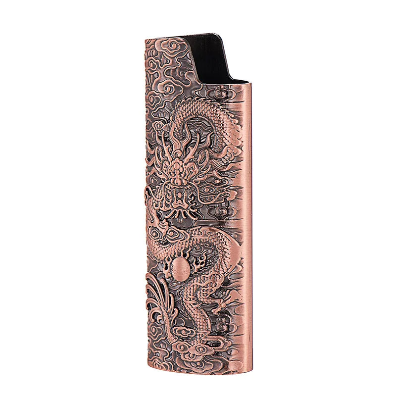 3D Flying Dragon Relief Metal Lighter Case For BIC J6 Full Size