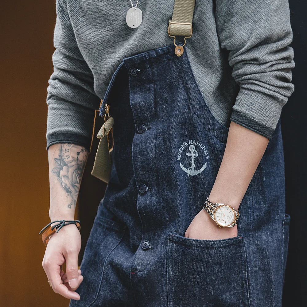 Denim Cargo Jumpsuit Overalls
