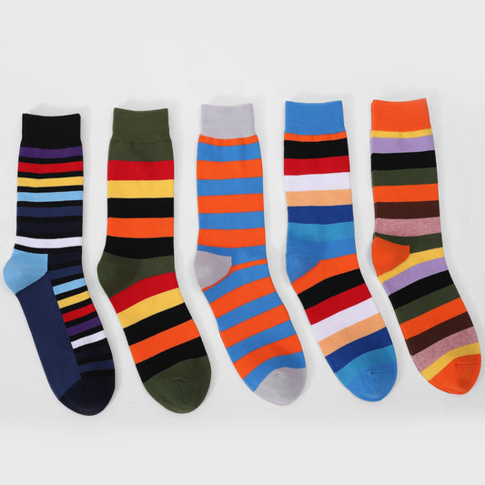 Men's Colorful Striped Dress Socks - 5 Pack