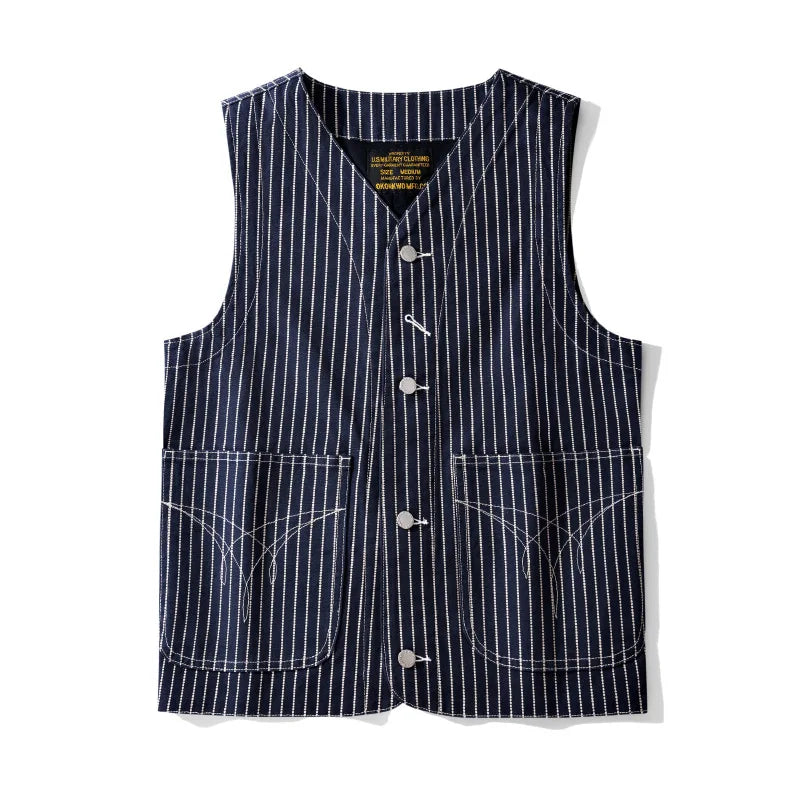 American Vintage 12oz Canvas Wabash Striped Vest - 100% Cotton