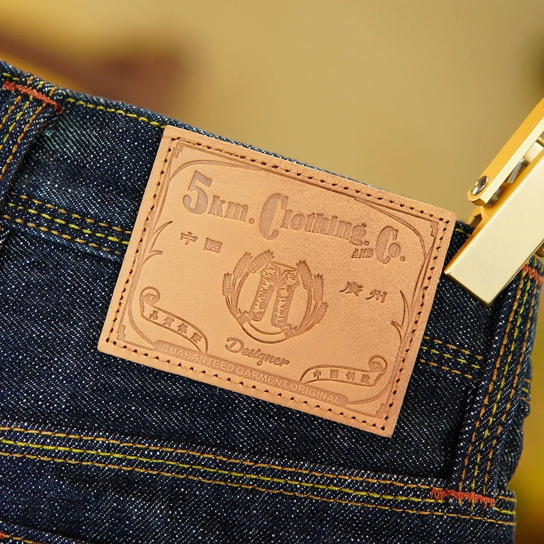 One-Wash Raw Denim 18oz Selvedge Jeans - Heavyweight Straight-Leg 100% Cotton