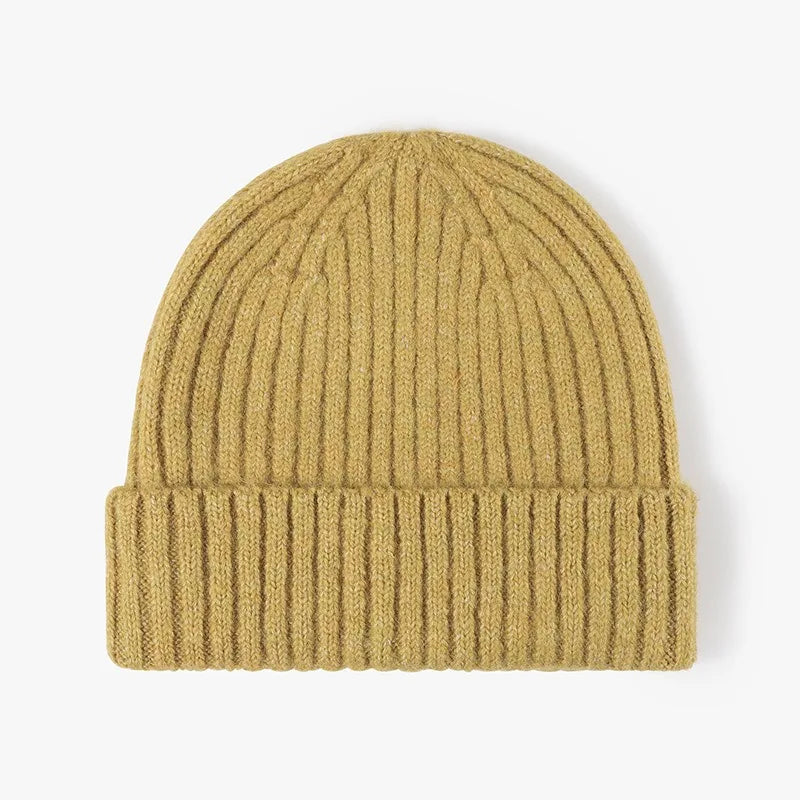 Thick Wool Beanie Hat - Warm Knitted Cap