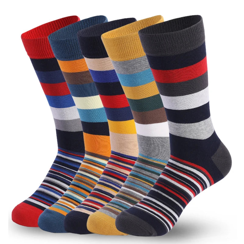 Men's Colorful Striped Dress Socks - 5 Pack
