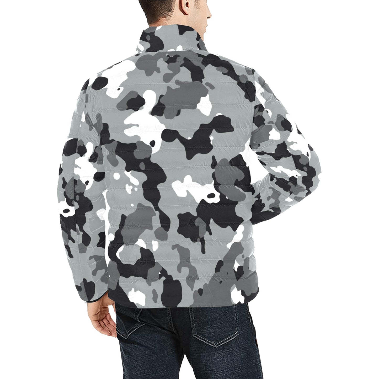 Gray Camo Men's Puffer Bomber Jacket