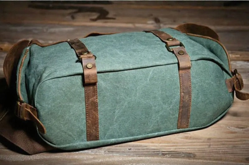 Retro Canvas Genuine Leather Messenger Bag